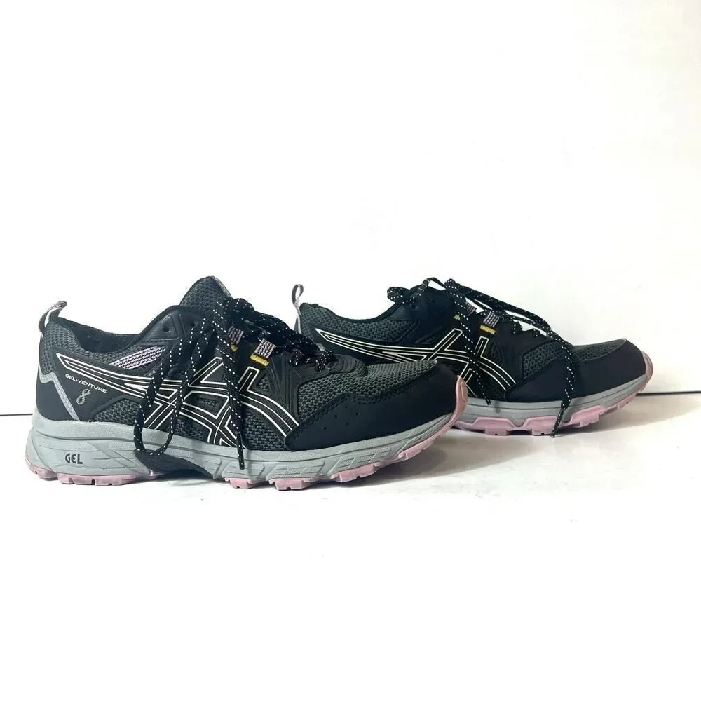 Asics Gel Venture 8 Shoes Black Purple Womens Size 8.5 Running Sneakers 1012A708